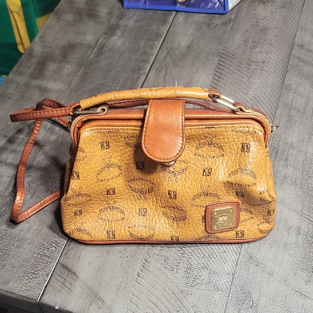 NWOT RENAISSANCE Leather Goods Vintage Brown Box Purse Handbag